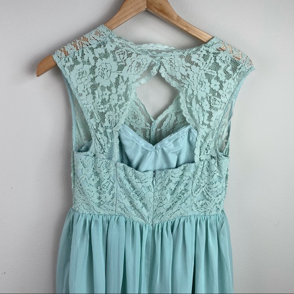 Tevolio Mint Green Lace Chiffon Dress 6 - Picture 8 of 9